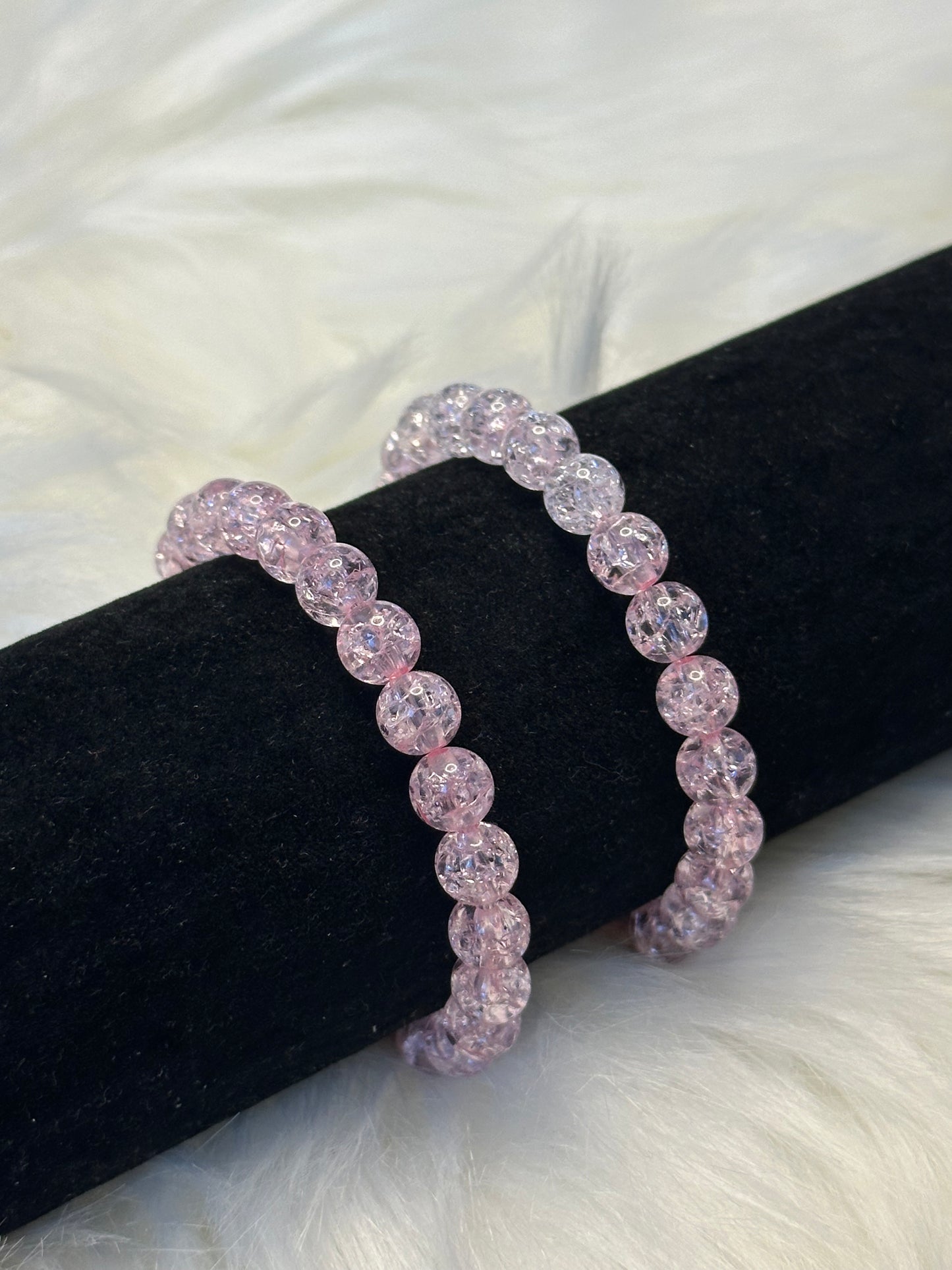 Cotton Candy Crackle Glass Bracelet
