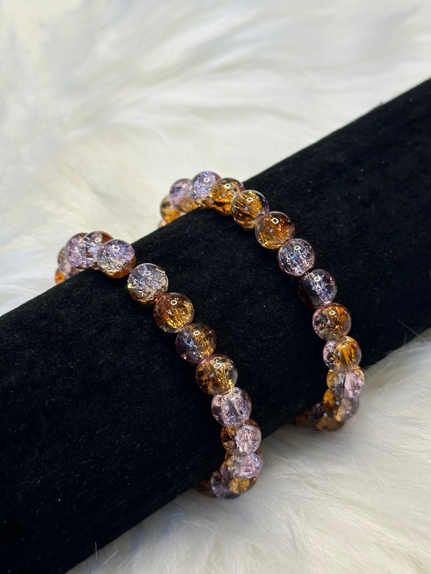 Sugar Plum Crackle Glass Bracelet