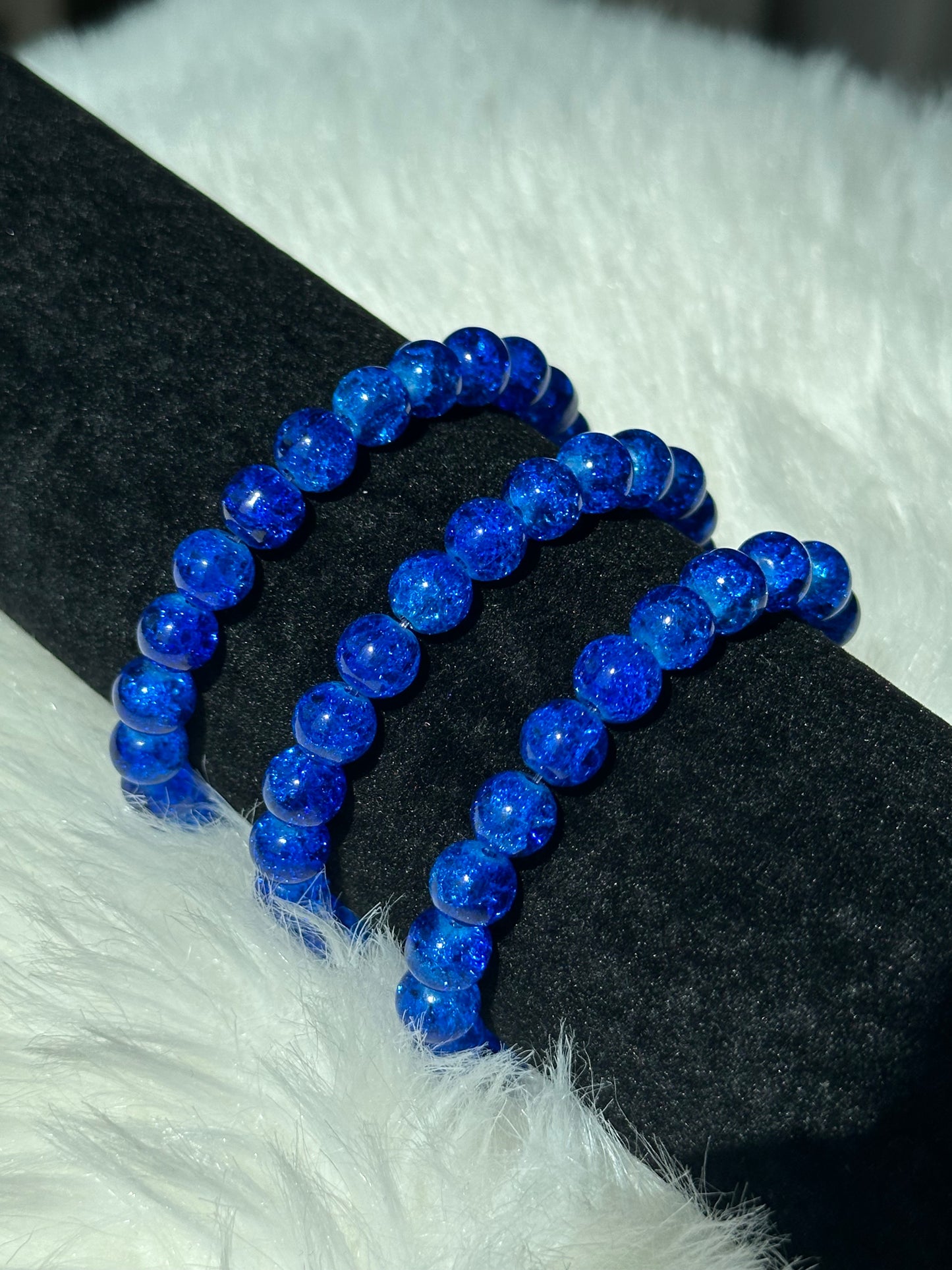 Navy Crackle Glass Bracelet