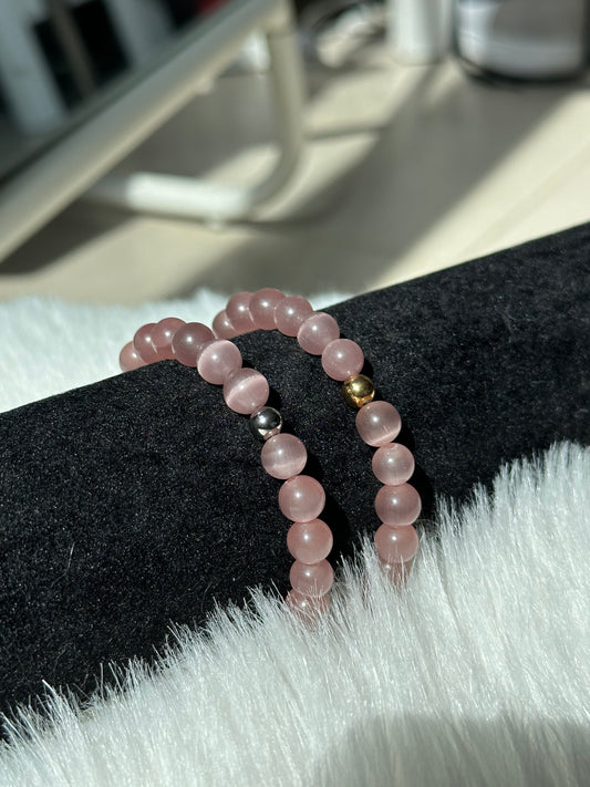 DUSTY ROSE CAT'S EYE BRACELET